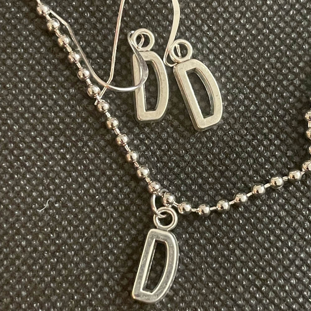 Necklace and Earrings Initial Set (“D”) - Picture 1 of 3